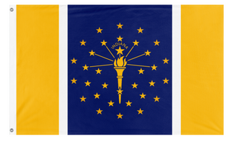 A mockup of the custom flag '2026 Indiana State flag' on a white background