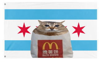 A mockup of the custom flag 'chudcago flag' on a white background
