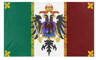A mockup of the custom flag 'new Mexican empire flag' on a white background
