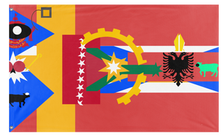 A mockup of the custom flag 'bossfight flag' on a white background