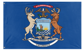 A mockup of the custom flag 'The 7th Michigan Infantry Flag' on a white background