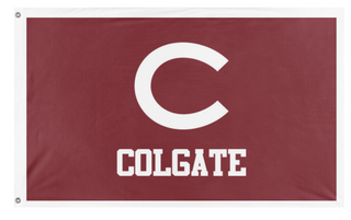 A mockup of the custom flag 'Colgate Flag' on a white background