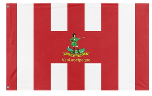 A mockup of the custom flag 'Sons of Liberty Hanover Rifleman flag' on a white background