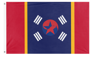 A mockup of the custom flag 'Republic of South Korea flag' on a white background