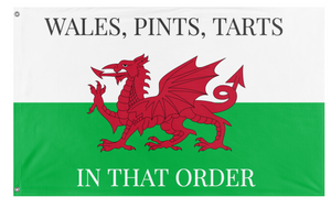 A mockup of the custom flag 'welshtarts flag' on a white background