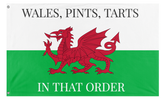 A mockup of the custom flag 'welshtarts flag' on a white background