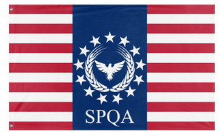 A mockup of the custom flag 'Imperium Americanium flag' on a white background