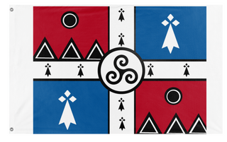 A mockup of the custom flag 'Drapeau kerdore  flag' on a white background