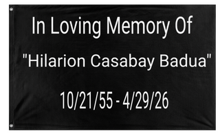 A mockup of the custom flag 'Hilarion Casabay Badua flag' on a white background