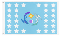 A mockup of the custom flag 'EaW Equestria flag' on a white background