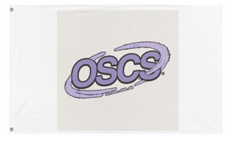 A mockup of the custom flag 'OSCS flag' on a white background