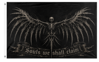 A mockup of the custom flag 'Black Heart flag' on a white background