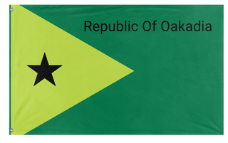 A mockup of the custom flag 'Republic Of Oakafia flag' on a white background