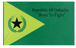 A mockup of the custom flag 'Republic Of Okadia flag' on a white background