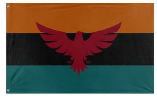 A mockup of the custom flag 'Sisu Adler flag' on a white background