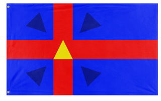 A mockup of the custom flag 'Flammeum Kingdom flag' on a white background