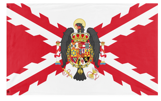 A mockup of the custom flag 'Spanish Great Coat of Arms - Burgundy Cross flag' on a white background