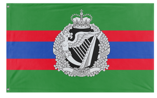 A mockup of the custom flag 'Royal Irish Regiment flag' on a white background