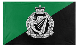 A mockup of the custom flag 'Royal Irish Regiment flag' on a white background
