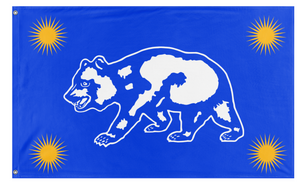 A mockup of the custom flag 'Bear and Sunburst flag' on a white background