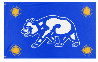 A mockup of the custom flag 'Bear and Sunburst flag' on a white background