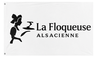 A mockup of the custom flag 'LA FLOQUEUSE ALSACIENNE  flag' on a white background