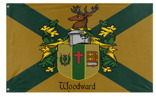A mockup of the custom flag 'Woodward  flag' on a white background