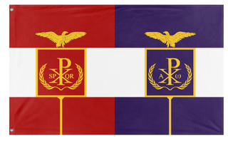 A mockup of the custom flag 'Roman - Byzantine Empire Flag in the Style of Austria-Hungary' on a white background