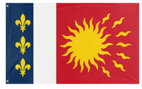 A mockup of the custom flag 'Frankish National State flag' on a white background