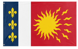 A mockup of the custom flag 'Frankish National State flag' on a white background