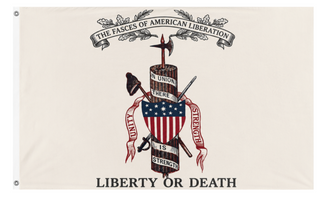 A mockup of the custom flag 'Fasci of American liberation flag' on a white background