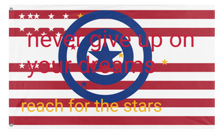 A mockup of the custom flag 'reach for the stars flag' on a white background