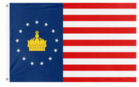 A mockup of the custom flag 'US Monarchist Flag' on a white background