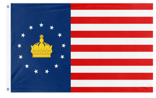 A mockup of the custom flag 'US Monarchist Flag' on a white background