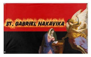 A mockup of the custom flag 'St Gabriel flag' on a white background