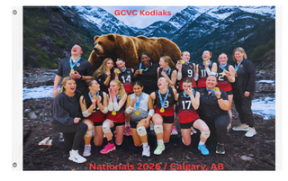 A mockup of the custom flag 'Kodiaks flag' on a white background