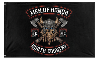 A mockup of the custom flag 'Men of Honor flag' on a white background