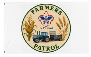 A mockup of the custom flag 'Farmers flag' on a white background