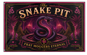 A mockup of the custom flag 'Snake Pit flag' on a white background