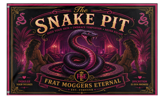 A mockup of the custom flag 'Snake Pit flag' on a white background