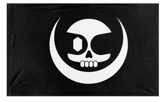 A mockup of the custom flag 'Les Ratons Laveurs flag' on a white background