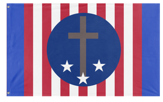 A mockup of the custom flag 'us but holy flag' on a white background
