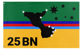 A mockup of the custom flag '1 NSW BDE 25 BN flag' on a white background