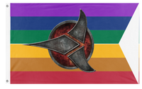 A mockup of the custom flag 'LGBT-ST-Klingon flag' on a white background