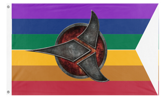 A mockup of the custom flag 'LGBT-ST-Klingon flag' on a white background