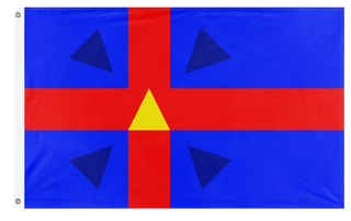 A mockup of the custom flag 'Flammeum Kingdom flag' on a white background