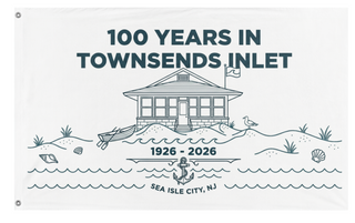 A mockup of the custom flag '100 Years in TI flag' on a white background