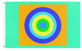 A mockup of the custom flag 'Milo's Flag' on a white background