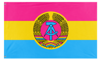 A mockup of the custom flag 'East German Pansexual flag' on a white background