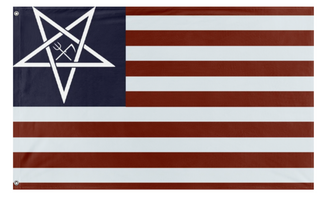 A mockup of the custom flag 'satanic america flag' on a white background